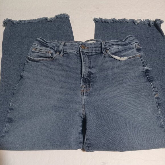 Good American Women's High Rise Good Waist Palazoo Crop Raw Hem Jeans 14 - Picture 2 of 7